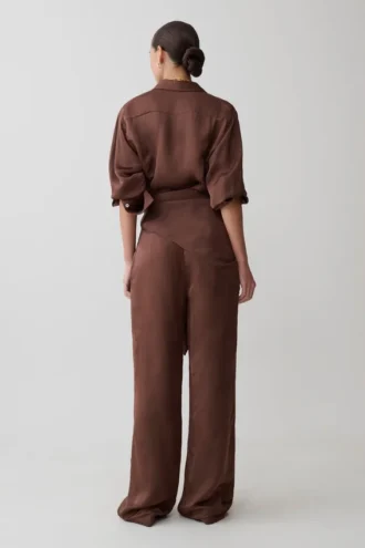 Gia Wrapped Tie Satin Pants – Chocolate Gia Wrapped Tie Satin Pants – Chocolate