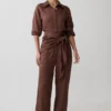 Gia Wrapped Tie Satin Pants – Chocolate Gia Wrapped Tie Satin Pants – Chocolate