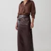 Gia Long Sleeve Satin Shirt – Chocolate Gia Long Sleeve Satin Shirt – Chocolate