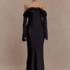 Giselle Off Shoulder Cowl Neck Maxi Dress – Black Giselle Off Shoulder Cowl Neck Maxi Dress – Black
