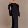 Giselle Off Shoulder Cowl Neck Maxi Dress – Black Giselle Off Shoulder Cowl Neck Maxi Dress – Black