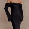 Giselle Off Shoulder Cowl Neck Maxi Dress – Black Giselle Off Shoulder Cowl Neck Maxi Dress – Black