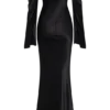 Giselle Off Shoulder Cowl Neck Maxi Dress – Black Giselle Off Shoulder Cowl Neck Maxi Dress – Black