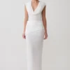 Giulia Chiffon Draped Maxi Dress – White Giulia Chiffon Draped Maxi Dress – White