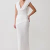 Giulia Chiffon Draped Maxi Dress – White Giulia Chiffon Draped Maxi Dress – White
