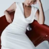 Giulia Chiffon Draped Maxi Dress – White Giulia Chiffon Draped Maxi Dress – White