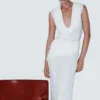 Giulia Chiffon Draped Maxi Dress – White Giulia Chiffon Draped Maxi Dress – White