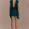 Giulia Chiffon Draped Mini Dress – Dark Emerald