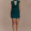 Giulia Chiffon Draped Mini Dress – Dark Emerald