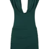 Giulia Chiffon Draped Mini Dress – Dark Emerald