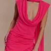 Giulia Chiffon Draped Mini Dress – Raspberry