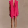 Giulia Chiffon Draped Mini Dress – Raspberry