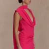 Giulia Chiffon Draped Mini Dress – Raspberry