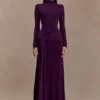 Grayson Knit Chiffon Maxi Dress – Plum