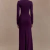Grayson Knit Chiffon Maxi Dress – Plum