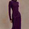 Grayson Knit Chiffon Maxi Dress – Plum