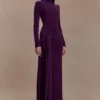 Grayson Knit Chiffon Maxi Dress – Plum