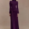 Grayson Knit Chiffon Maxi Dress – Plum