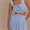 Gretel Hem Mini Skirt – Blue Pinstripe