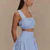 Gretel Hem Mini Skirt – Blue Pinstripe