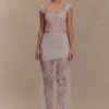 Guinevere Lace And Mesh Maxi Skirt – Lilac Guinevere Lace And Mesh Maxi Skirt – Lilac