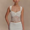 Guinevere Lace And Mesh Top – Ivory