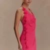 Gwenda Satin Floral Mini Dress – Dragonfruit Gwenda Satin Floral Mini Dress – Dragonfruit