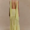 Haille Knit Chiffon Maxi Dress – Lemon