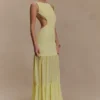 Haille Knit Chiffon Maxi Dress – Lemon