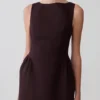 Hallie Boat Neck Mini Dress – Plum Pinstripe Hallie Boat Neck Mini Dress – Plum Pinstripe