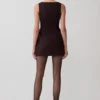Hallie Boat Neck Mini Dress – Plum Pinstripe Hallie Boat Neck Mini Dress – Plum Pinstripe