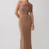 Hanh One Shoulder Mesh Maxi Dress – Tan Hanh One Shoulder Mesh Maxi Dress – Tan