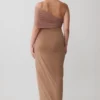 Hanh One Shoulder Mesh Maxi Dress – Tan Hanh One Shoulder Mesh Maxi Dress – Tan