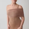 Hanh One Shoulder Mesh Maxi Dress – Tan Hanh One Shoulder Mesh Maxi Dress – Tan