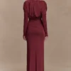 Hayden Long Sleeve Plunge Maxi Dress – Wine Hayden Long Sleeve Plunge Maxi Dress – Wine