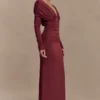 Hayden Long Sleeve Plunge Maxi Dress – Wine Hayden Long Sleeve Plunge Maxi Dress – Wine