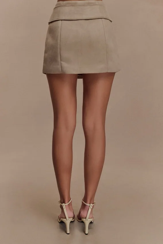 Hayes Faux Suede Belted Mini Skirt – Sand Hayes Faux Suede Belted Mini Skirt – Sand
