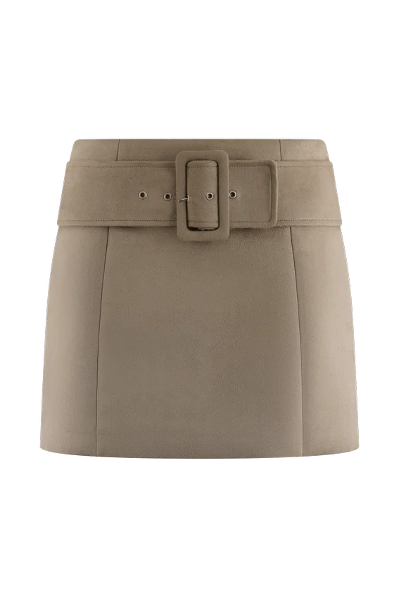 Hayes Faux Suede Belted Mini Skirt – Sand Hayes Faux Suede Belted Mini Skirt – Sand