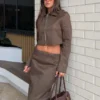 Hayes Faux Suede Collared Jacket – Chocolate Hayes Faux Suede Collared Jacket – Chocolate