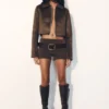 Hayes Faux Suede Collared Jacket – Chocolate Hayes Faux Suede Collared Jacket – Chocolate
