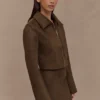 Hayes Faux Suede Collared Jacket – Chocolate Hayes Faux Suede Collared Jacket – Chocolate