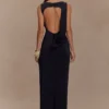 Henley Slinky Drape Maxi Dress – Black Henley Slinky Drape Maxi Dress – Black