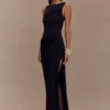 Henley Slinky Drape Maxi Dress – Black Henley Slinky Drape Maxi Dress – Black