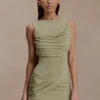 Henley Slinky Drape Mini Dress – Sage Henley Slinky Drape Mini Dress – Sage