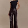 Henry Croc Faux Leather Straight Leg Pants – Dark Chocolate Henry Croc Faux Leather Straight Leg Pants – Dark Chocolate
