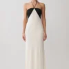 Hien Sequin Halter Maxi Dress – Black/Ivory