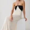 Hien Sequin Halter Maxi Dress – Black/Ivory