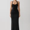 Hoai Gathered Slinky Halter Maxi Dress – Black Hoai Gathered Slinky Halter Maxi Dress – Black