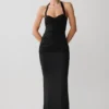 Hoai Gathered Slinky Halter Maxi Dress – Black Hoai Gathered Slinky Halter Maxi Dress – Black