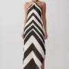 Hope Satin Halter Midi Dress – Black/White Hope Satin Halter Midi Dress – Black/White